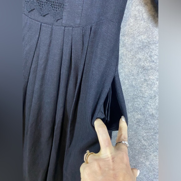 Alphorn Vintage Dress Size EU42/US10 Black Linen Blend Maxi‎ Austria Whimsygoth - Picture 7 of 16